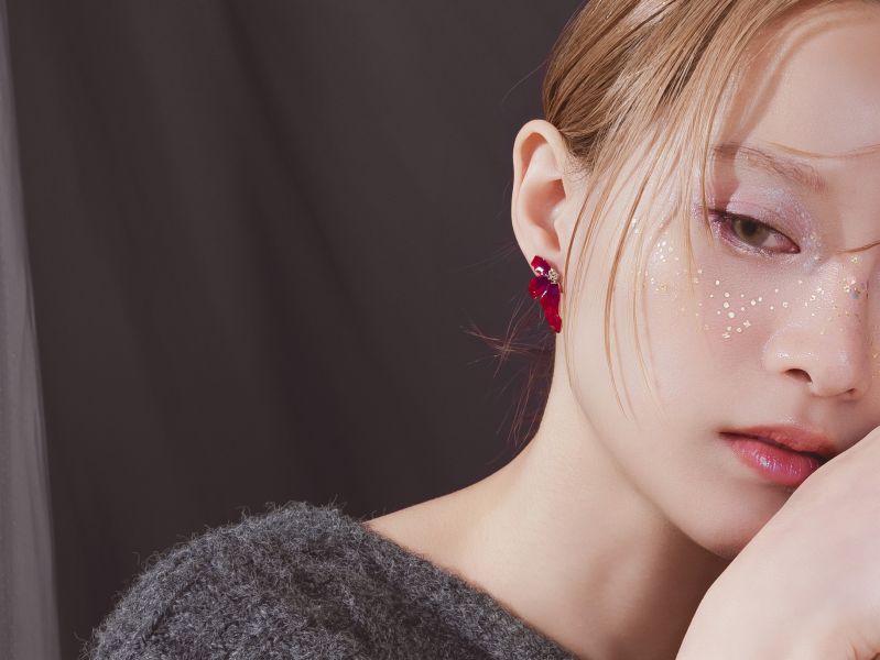 Xmas | Rouge * 胭脂紅 黃銅 冷琺瑯 聖誕紅耳環 