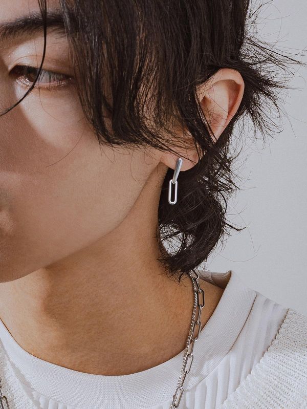 Unisex | 極晝系 - 換日線 * 不銹鋼 中性 耳環 不銹鋼 不銹鋼耳環 交換禮物 幾何項鍊 男禮物 男友禮物 男生耳環 男生禮物 耳環