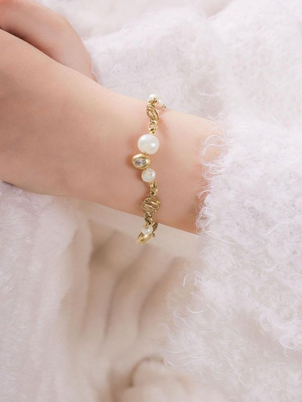 暮光系 - 沫金 * 黃銅 珍珠 海洋 泡沫 海流 漂浮 手鍊 交換禮物 婚禮小物 情人節禮物 手鍊 淡水珍珠 珍珠 珍珠手鍊 生日禮物