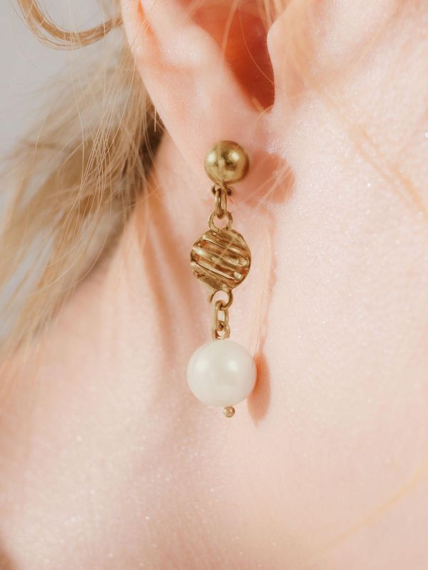 暮光系 - 海流沫金 *  黃銅 珍珠 海洋 泡沫 耳環 交換禮物 婚禮小物 情人節禮物 淡水珍珠 珍珠 珍珠耳環 生日禮物 耳環