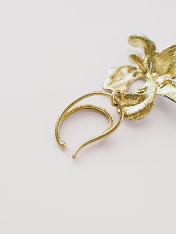 暮光系 - 星藍盛開 * 冷琺瑯 樹脂 藍紫色 花朵 黃銅 耳骨夾 交換禮物 婚禮小物 情人節禮物 生日禮物 畢業禮物 花 耳環 花耳環 黃銅耳環