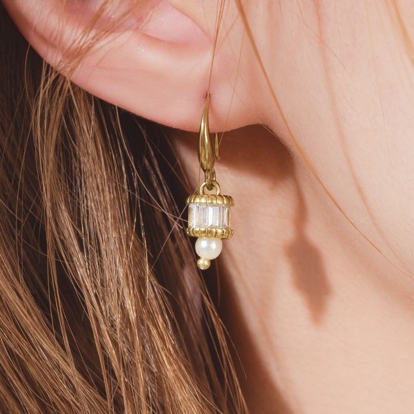 ONCE LITE | 暮光系  GLOW * 鋯石 珍珠 耳環 交換禮物 婚禮小物 情人節禮物 抗敏耳環 珍珠耳環 生日禮物 畢業禮物 迷你耳環 黃銅耳環