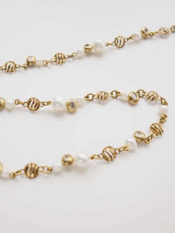 暮光系 - 沫金 * 黃銅 珍珠 海洋 泡沫 海流 漂浮 項鍊 交換禮物 婚禮小物 情人節禮物 淡水珍珠 珍珠 珍珠項鍊 生日禮物 項鍊