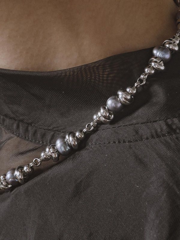 Unisex | 極晝系 - 冷藍 * 不銹鋼 圓珠 珍珠 中性 個性 項鍊 不銹鋼 交換禮物 男 禮物 男 項鍊 男友禮物 男生禮物 男生項鍊 項鍊