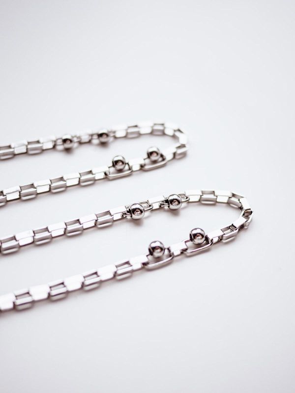 Unisex | 極晝系 - 冷光 * 不銹鋼 中性 圓球 方鏈 項鍊 不銹鋼 不銹鋼項鍊 交換禮物 幾何項鍊 男禮物 男友禮物 男生禮物 男生項鍊 項鍊