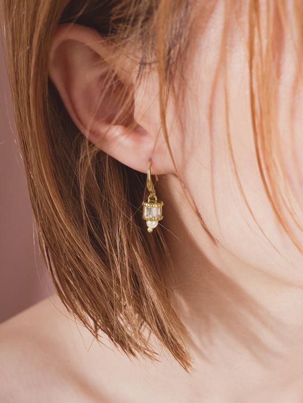 ONCE LITE | 暮光系  GLOW * 鋯石 珍珠 耳環 交換禮物 婚禮小物 情人節禮物 抗敏耳環 珍珠耳環 生日禮物 畢業禮物 迷你耳環 黃銅耳環