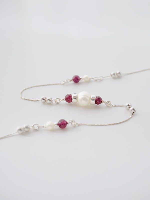 SCARLET - 蝕 *  紅石榴 珍珠 純銀 項鍊 交換禮物 婚禮小物 情人節禮物 招財 水晶項鍊 生日禮物 畢業禮物 礦石 能量水晶