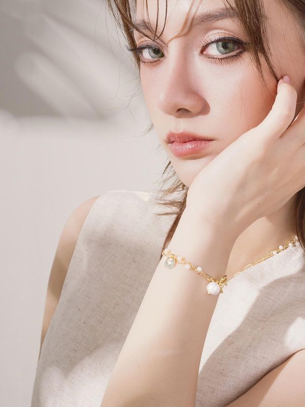 BOHO - 漫野 18K金色 * 珍珠 棉珍珠 日系 波西米雅 金色 手鍊 交換禮物 婚禮小物 情人節禮物 手鍊 棉珍珠 珍珠 珍珠手鍊 生日禮物