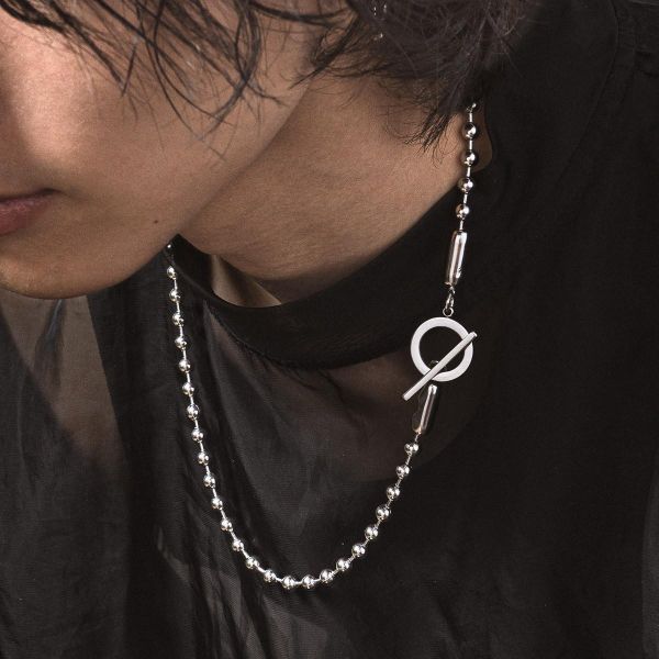 Unisex | 極晝系 - 靜日 * 不銹鋼 圓珠 中性 個性 幾何 項鍊 不銹鋼 交換禮物 男禮物 男項鍊 男友禮物 男生禮物 男生項鍊 項鍊