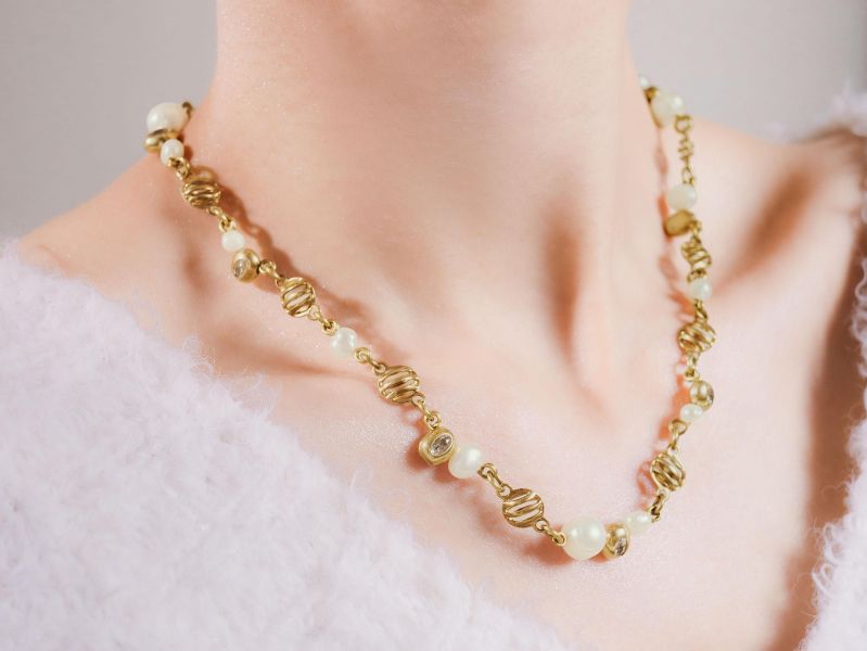 暮光系 - 沫金 * 黃銅 珍珠 海洋 泡沫 海流 漂浮 項鍊 交換禮物 婚禮小物 情人節禮物 淡水珍珠 珍珠 珍珠項鍊 生日禮物 項鍊