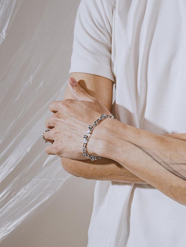 Unisex | 極晝系 - 冷光 * 不銹鋼 中性 圓球 方鏈 手鍊 不銹鋼 不鏽鋼手鍊 交換禮物 幾何項鍊 手鍊男 禮物男友 禮物男生 手鍊 男生禮物