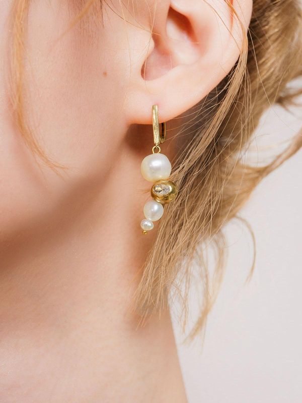 暮光系 - 泡泡沫金 * 黃銅 珍珠 海洋 泡沫 海流 漂浮 耳環 交換禮物 婚禮小物 情人節禮物 淡水珍珠 珍珠 珍珠耳環 生日禮物 耳夾