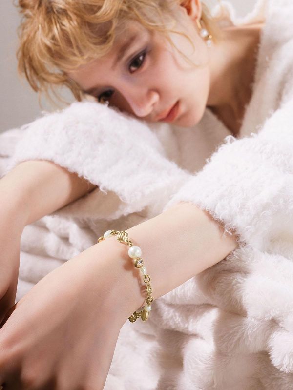 暮光系 - 沫金 * 黃銅 珍珠 海洋 泡沫 海流 漂浮 手鍊 交換禮物 婚禮小物 情人節禮物 手鍊 淡水珍珠 珍珠 珍珠手鍊 生日禮物