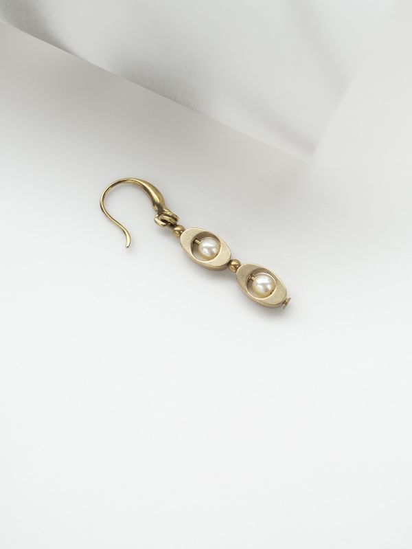 ONCE LITE | 暮光系 - OVAL * 珍珠 橢圓形 黃銅耳環 交換禮物 婚禮小物 情人節禮物 抗敏耳環 珍珠耳環 生日禮物 畢業禮物 迷你耳環 黃銅耳環