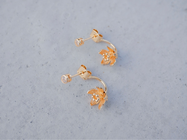 Whispering balloon flower-18K gold colour * earrings earring Whispering balloon flower