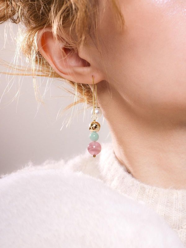 CIRRUS - 斑霞 *  鹽源瑪瑙 天河石 珍珠 水晶耳環 交換禮物 婚禮小物 情人節禮物 招財水晶 耳環 生日禮物 畢業禮物 礦石開運