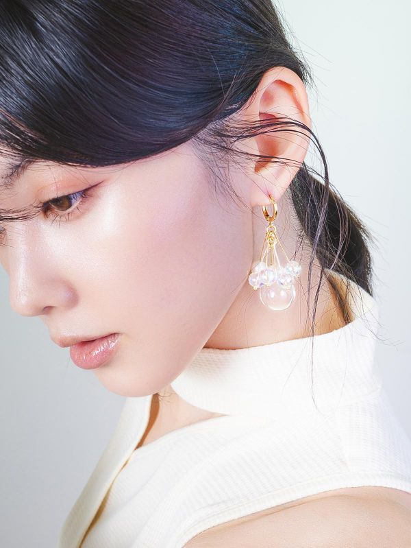 FLOAT - 浮光 * 金色 透明 壓克力 玻璃 泡沫 氣泡 耳環 交換禮物 大耳環 女友禮物 女生禮物 情人節禮物 日系耳環 生日禮物 耳環
