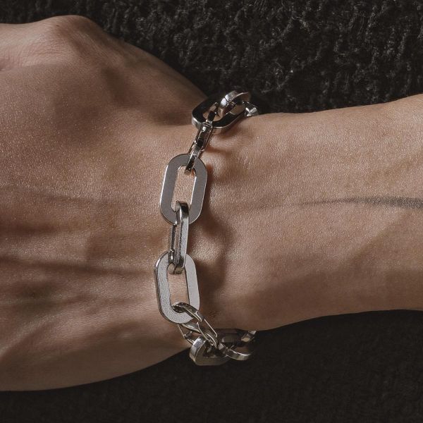 Unisex | 極晝系 - 長光 * 不銹鋼 粗鏈 中性 粗獷 手鍊 不銹鋼 交換禮物 手鍊 男手鏈 男 禮物 男友禮物 男生手鏈 男生禮物