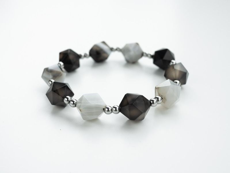 Unisex | 極晝系 - 黑煙 * 不銹鋼 水晶 礦石 瑪瑙 中性 手環 不銹鋼 交換禮物 男 禮物 男 手鍊 男友禮物 男生禮物 男生手鍊 手鍊