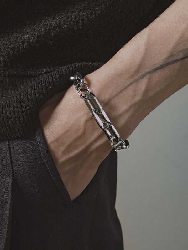 Unisex | 極晝系 - 長光 * 不銹鋼 粗鏈 中性 粗獷 手鍊 不銹鋼 交換禮物 手鍊 男手鏈 男 禮物 男友禮物 男生手鏈 男生禮物