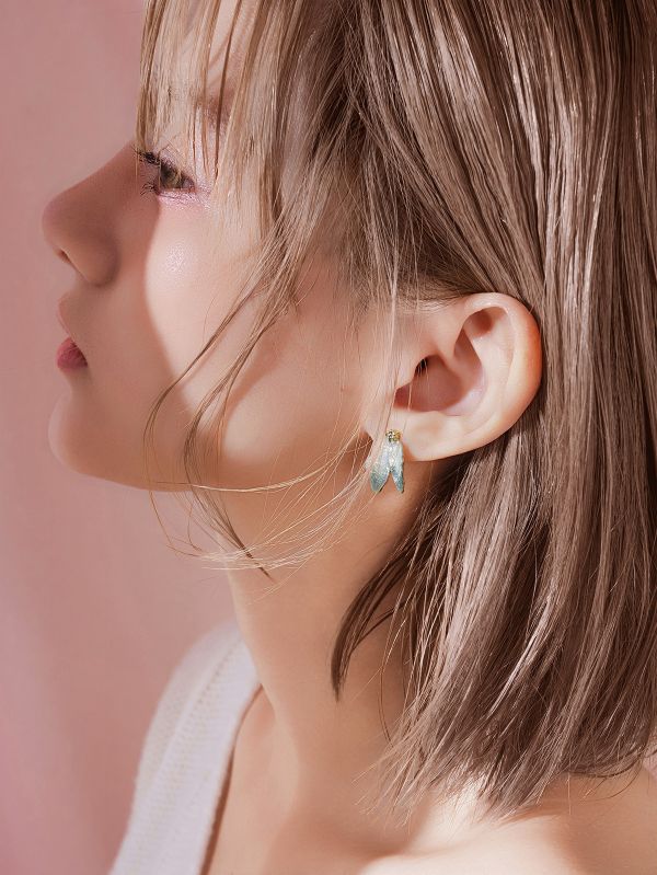 Xmas | AQUA LAKE * 湖水綠 黃銅 冷琺瑯 聖誕紅耳環 交換禮物 植物耳環 純銀耳針耳環 聖誕禮物 聖誕紅花耳環 葉子耳環 閨蜜禮物