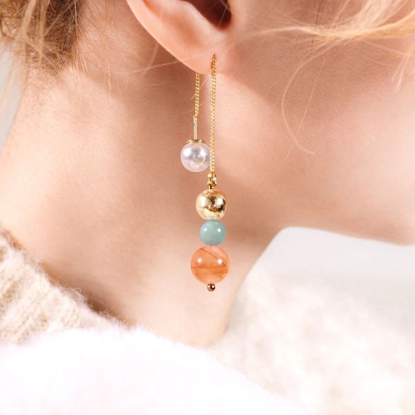 CIRRUS - 斑霞 *  鹽源瑪瑙 天河石 珍珠 水晶耳環 交換禮物 婚禮小物 情人節禮物 招財水晶 耳環 生日禮物 畢業禮物 礦石開運