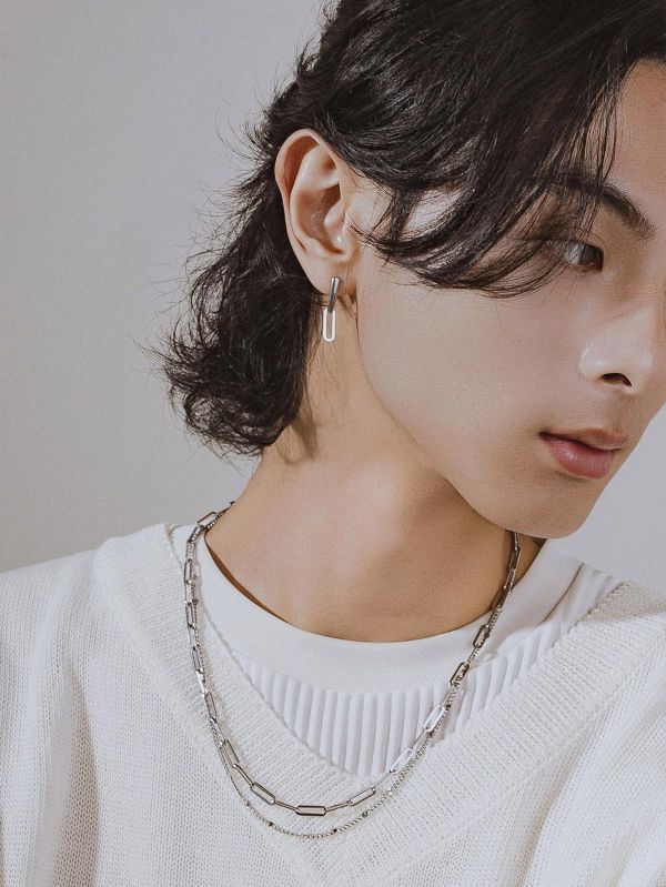 Unisex | 極晝系 - 換日線 * 不銹鋼 中性 耳環 不銹鋼 不銹鋼耳環 交換禮物 幾何項鍊 男禮物 男友禮物 男生耳環 男生禮物 耳環