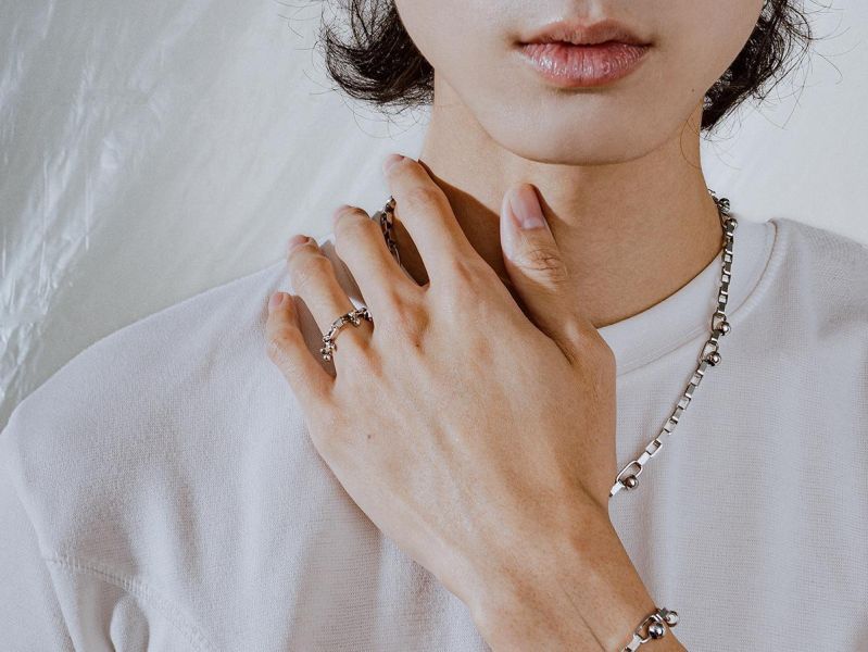 Unisex | 極晝系 - 冷光 * 不銹鋼 中性 圓球 方鏈 戒指 