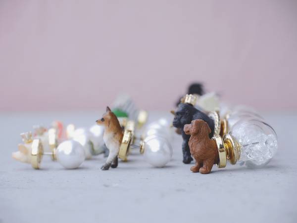 Mini Zoo-A series of cute animals<once upon a time*earrings> sheep & flamingo & piggy & rooster & wiener dog