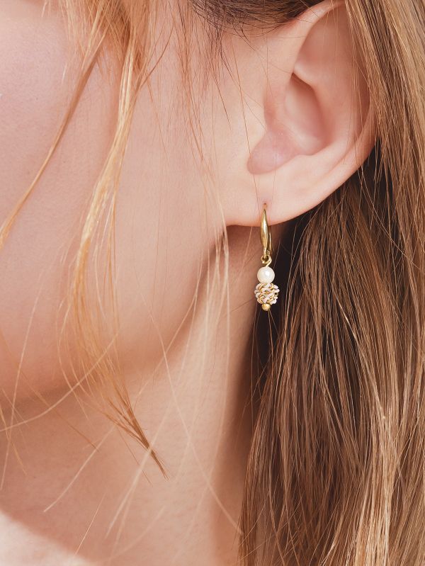 ONCE LITE | 暮光系 - WHITE * 白色 珍珠 黃銅耳環 交換禮物 婚禮小物 情人節禮物 抗敏耳環 珍珠耳環 生日禮物 畢業禮物 迷你耳環 黃銅耳環