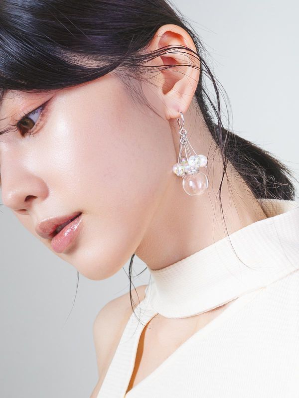 FLOAT - 浮光 * 銀色 透明 壓克力 玻璃 泡沫 氣泡 耳環 交換禮物 大耳環 女友禮物 女生禮物 情人節禮物 日系耳環 生日禮物 耳環