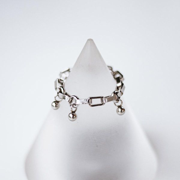 Unisex | 極晝系 - 冷光 * 不銹鋼 中性 圓球 方鏈 戒指 