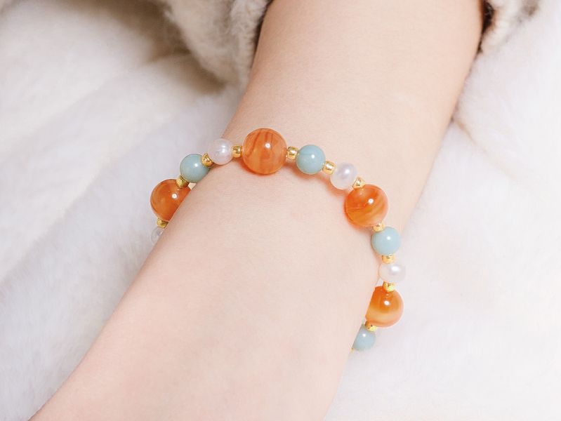 CIRRUS - 斑霞 * 鹽源瑪瑙 天河石 珍珠 舒壓療癒 自信希望 手串 交換禮物 婚禮小物 情人節禮物 招財水晶手環 生日禮物 畢業禮物 礦石開運