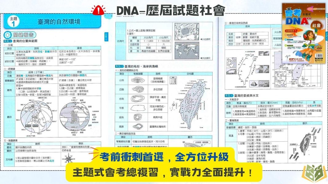 116國中會考 明霖 DNA【主題式歷屆試題】｜國文/英語/數學/自然/生物/理化/地科/社會/地理/歷史/公民 附解答 116會考 金安 考前30天 模擬題本 素養閱讀 會考衝刺 國文 英語 數學 自然 社會 題庫 附詳解 解題技巧 國中會考