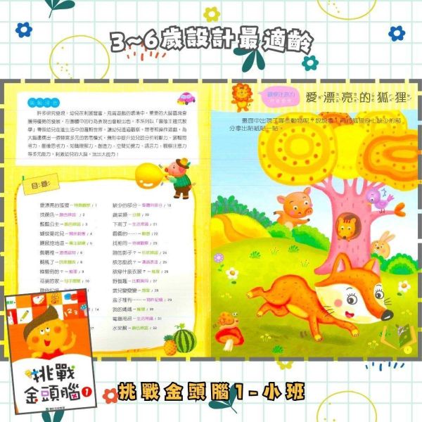 【小康軒】挑戰金頭腦1~6冊【學齡前教材】 小康軒幼兒教材、挑戰金頭腦、幼兒邏輯思維、益智遊戲書、全腦開發、幼兒數學、創造力訓練、學齡前教材、遊戲貼紙、趣味學習