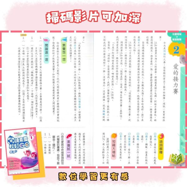 店長推薦 薄本閱讀首選 翰林國小【閱讀素養輕鬆GO】低/中/高年級｜附QR國語補充學習 附解答｜【國小國語輔材】 翰林國小 閱讀素養輕鬆GO 1-6年級 國小國語附解答 跨領域閱讀 素養題 測驗題 生活化閱讀 知識補充 QR Code 延伸學習 閱讀理解 分析思考
