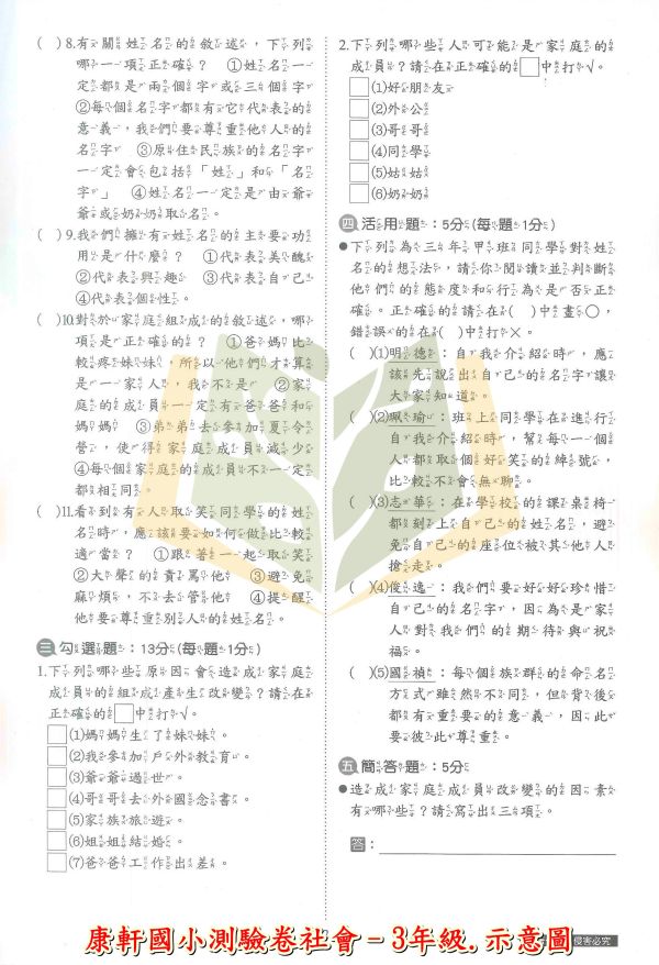 康軒國小 114上 最新版《國小測驗卷》國小1~6年級 國語 數學 生活 自然 社會 附解答+雙面試題 114上, 康軒國小, 國小測驗卷, 國小考卷, 模擬試題, 雙面試題, 可撕式, 國語, 數學, 自然, 社會, 生活, 附解答, 考前複習