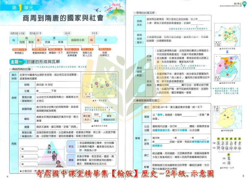 奇鼎國中 講義 課堂精華集 適用康軒 翰林 114上 國中1~3年級 社會 地理 歷史 公民 附解答 