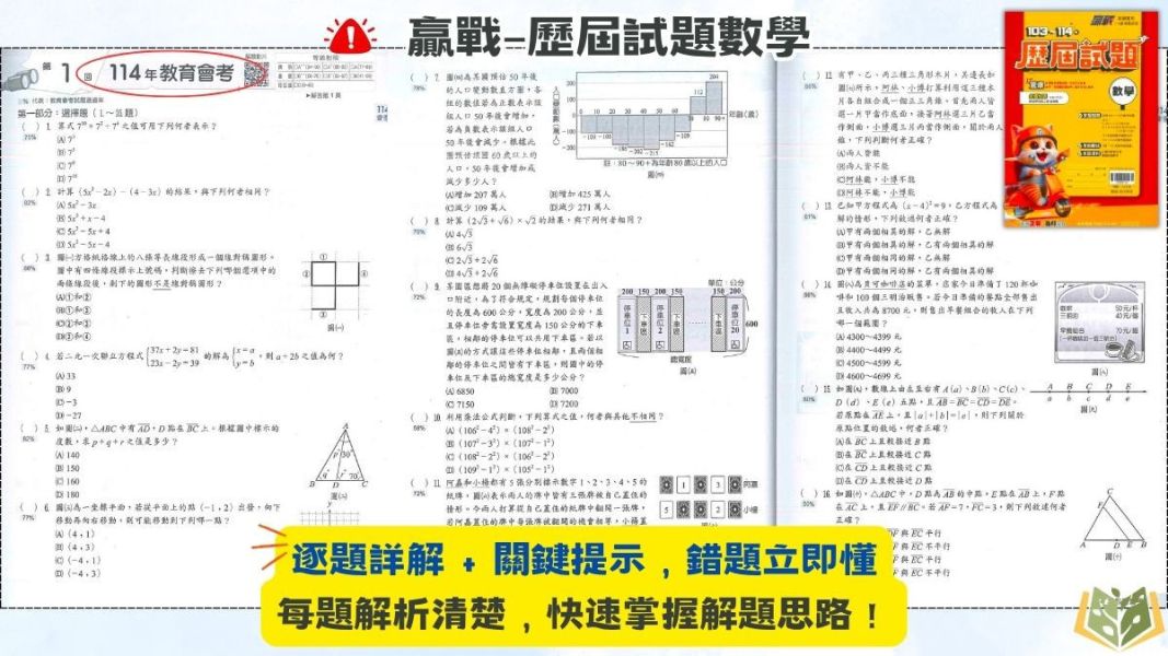 115國中會考 翰林【贏戰 歷屆試題】收錄103~114年 考古題｜國文/英語/數學/自然/社會/套書 附解答【國中會考】 115會考、翰林歷屆試題、國中會考題本、贏戰歷屆試題、國文英數自社、模擬考卷、會考考古題、五科套書、附詳解、會考衝刺