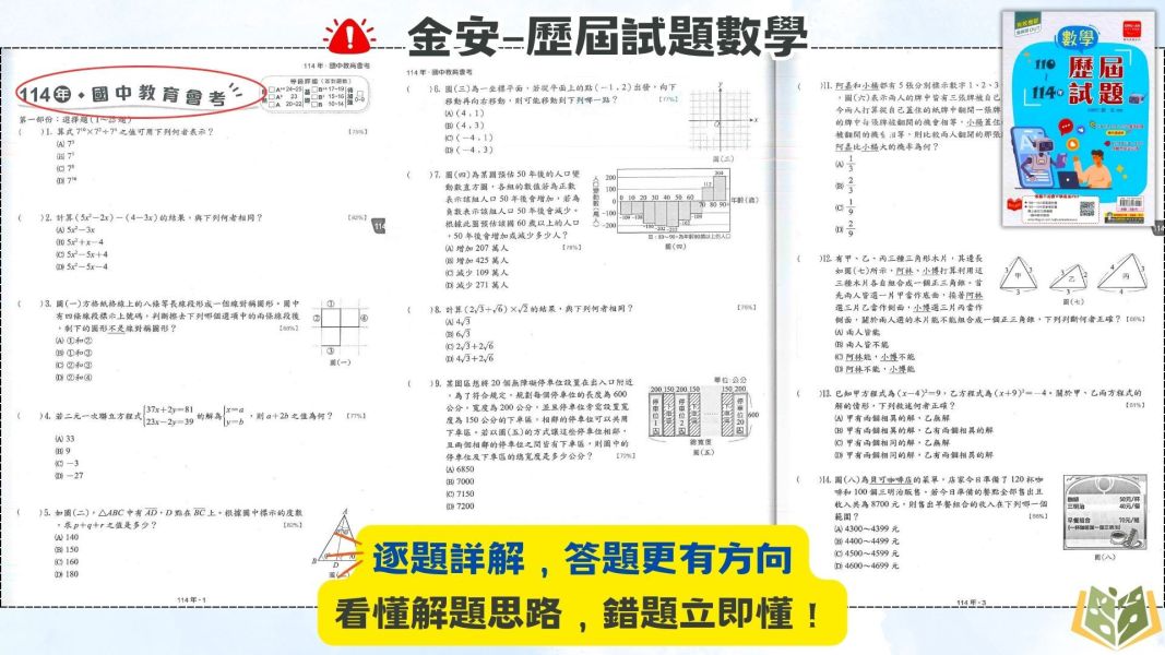 115國中會考 金安【歷屆試題】收錄110年~114年 考古題｜國文/英語/數學/自然/社會 附解答【國中會考】 國中會考,115會考,金安國中,歷屆試題,國文,英語,數學,自然,社會,模擬題本,會考複習,附解答,考前衝刺