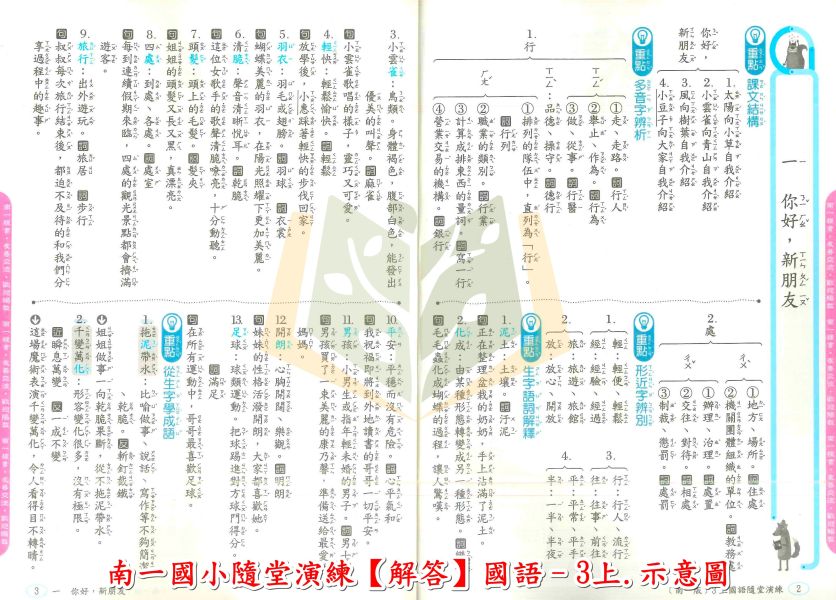 南一國小 隨堂演練 教師用 解答 114上 國小1~6年級 國語 數學 自然 社會 