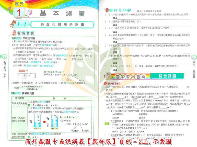 高升鑫國中 講義 直說講義 適用康軒 翰林 南一 114上 國中1~3年級 數學 自然 附解答 
