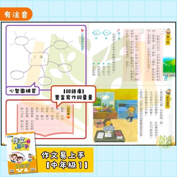 店長推薦 薄本作文首選 康軒國小【作文易上手】3~6年級｜附解答｜【國小國語輔材】 國小作文教材、國語寫作輔材、作文易上手、康軒輔助教材、國小寫作練習、範文引導、心智圖寫作、作文靈感激發、中高年級作文教學