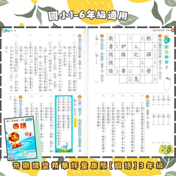 奇鼎國小 114上《課堂精華評量》適用康軒 國小1~6年級 國語/數學/生活/自然/社會 附解答 附5回月考複習卷 114上, 奇鼎, 國小評量, 課堂精華評量, 康軒版, 國語, 數學, 自然, 生活, 社會, 附解答, 月考複習卷, 安親班, 條列重點, 考前複習