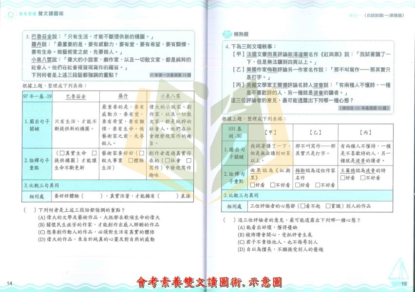 螢火蟲國中【會考素養雙文讀圖術/會考圖表跨科解讀術】國中7 8 9年級｜附詳解【國中國文輔材】 