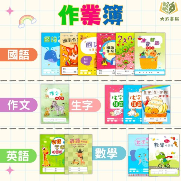 【國小作業簿/16K/12K】國語6x10/國語6x12/國語8x14/直行/作文練習簿/生字語詞/生字查字典/ㄅㄆㄇ描寫/注音符號/英語/英語字母/數學8格/數學10格/筆記簿【作業簿】 國小作業簿、國語作業簿、作文練習簿、生字詞語練習簿、英語作業簿、數學作業簿、16K作業簿、12K作業簿、米白道林紙、雪白道林紙、環保油墨、學生作業、學習文具、書寫練習、小學生必備