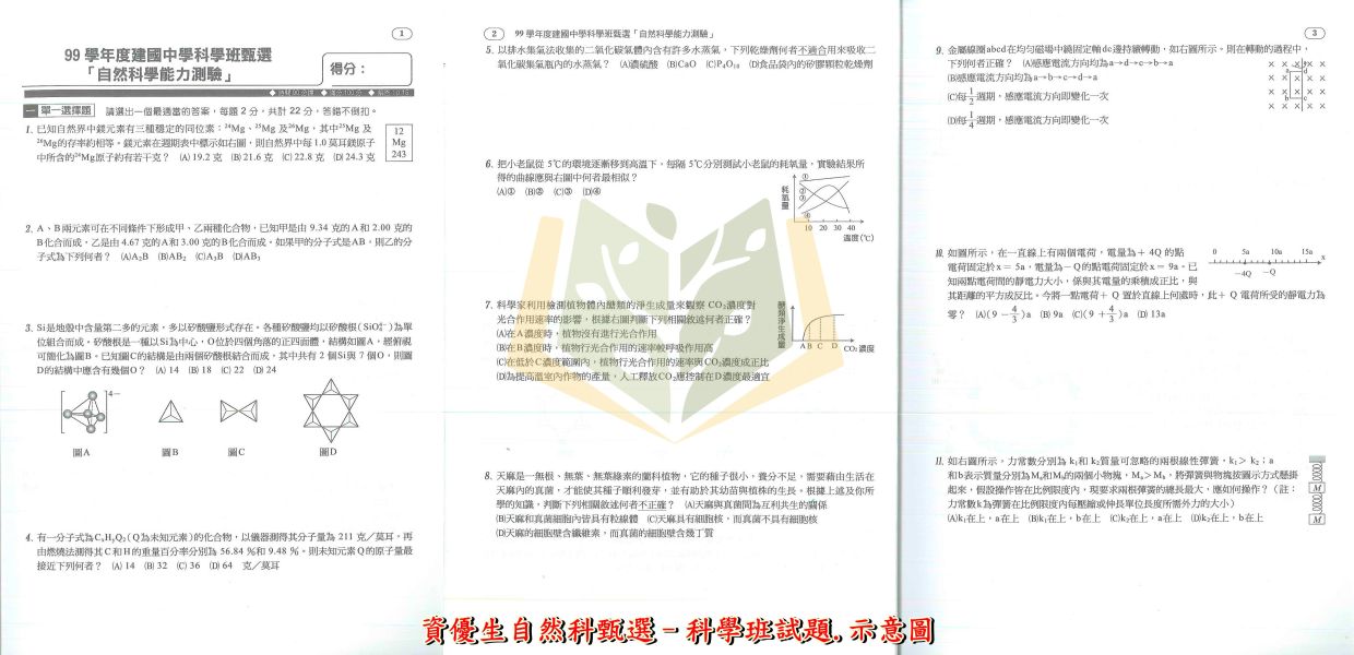 建興國中 資優生數理資優班甄選 資優生科學班甄選 資優生自然科甄選 附解答【國中數理輔材】 