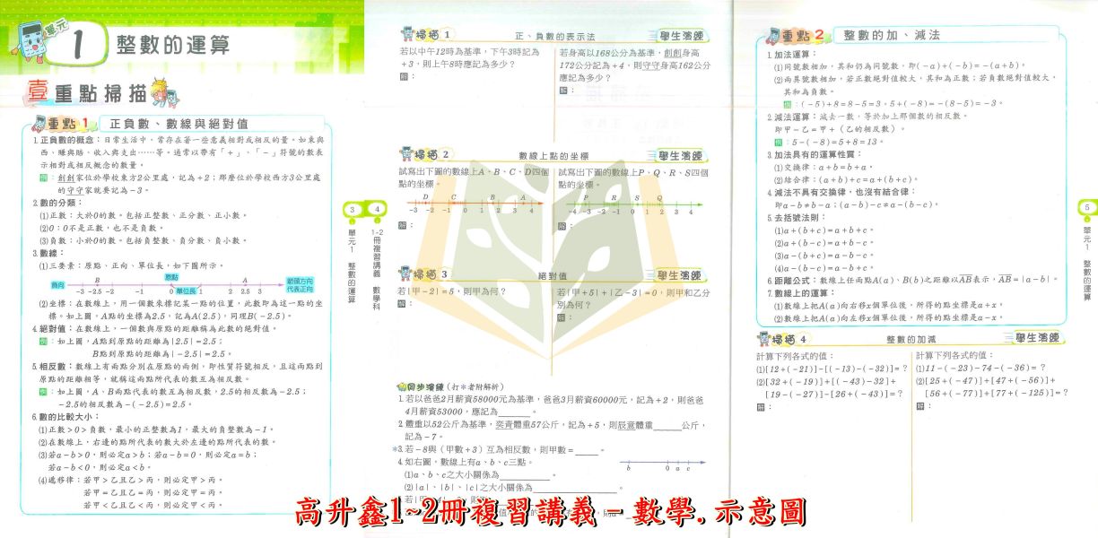 高升鑫國中 1~2冊複習講義 數學 生物 附解答【升國二暑假先修】 