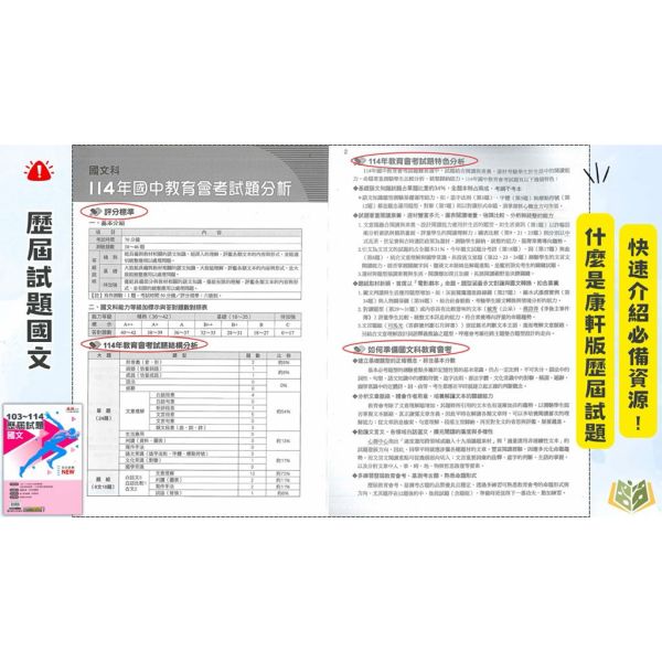 會考推薦 115國中會考 康軒【歷屆試題】收錄103年~114年 考古題｜國文/英語/數學/自然/社會｜附解答【國中會考】 115會考 金安 考前30天 模擬題本 素養閱讀 會考衝刺 國文 英語 數學 自然 社會 題庫 附詳解 解題技巧 模擬試題 國中會考 套書