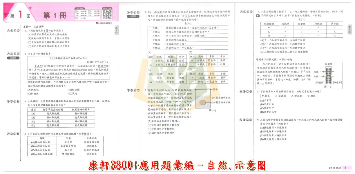 115會考 康軒國中 3800+應用題彙編 國文 英語 數學 自然 社會 附解答【套書】【國中會考】 國中會考、康軒3800+應用題、115會考、國英數自然社、模擬試題、素養題、附解答、影音解析、會考複習、全科練習